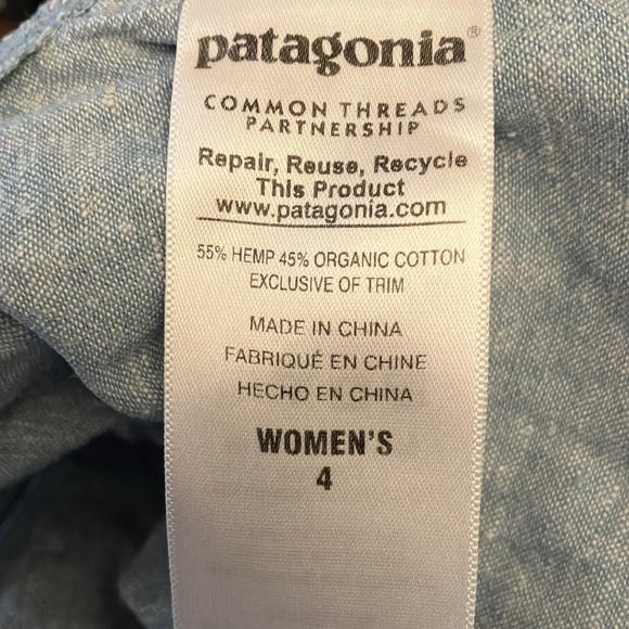 Patagonia: Blue/white floral patterned denim dress- Hemp/cotton blend- size 4 - Picture 12 of 13